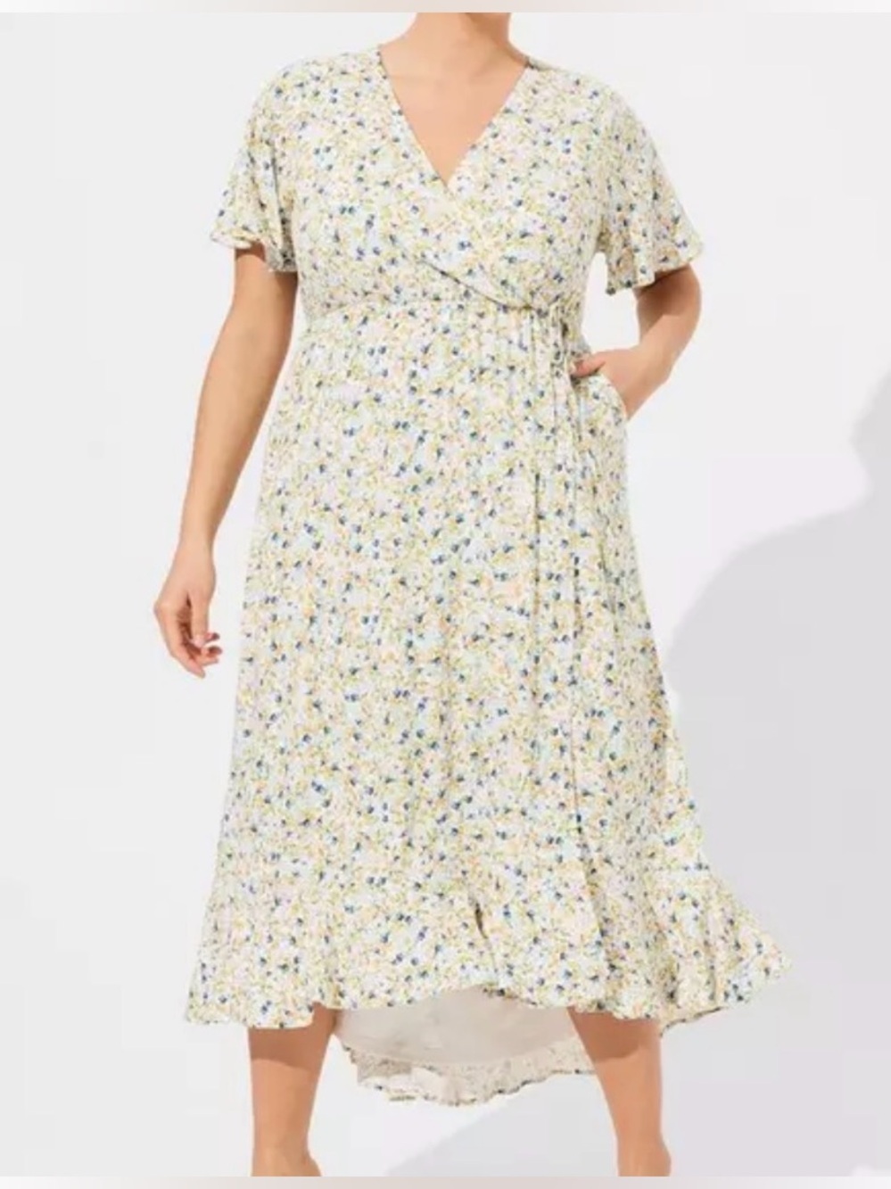 Torrid 3 floral midi maxi dress faux wrap women’s 3x 3xl